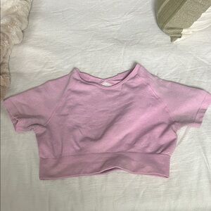 Pink Women's workout Crop Top open back